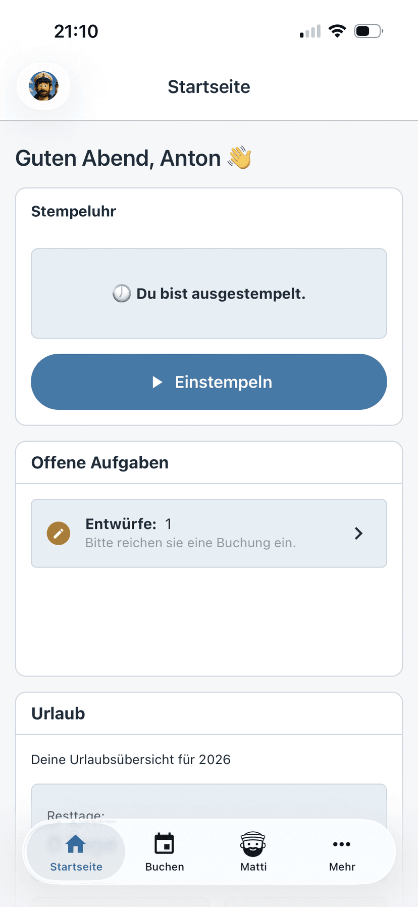 Zeitmatrose App auf dem Smartphone