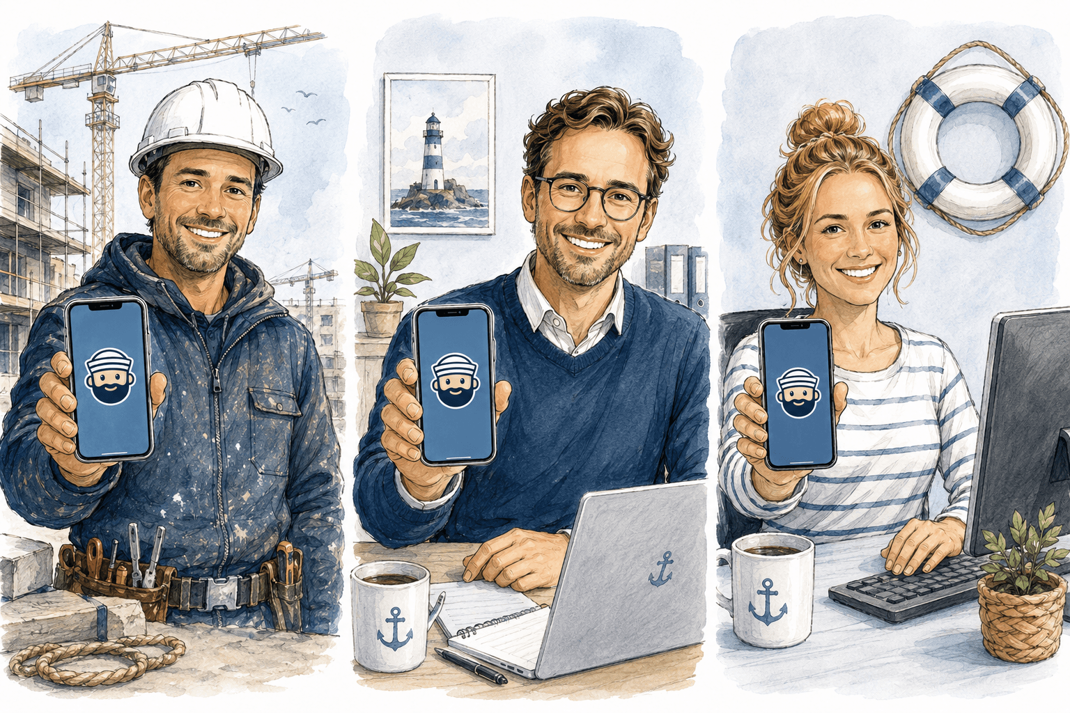 Mitarbeitende buchen Zeiten mobil mit der Zeitmatrose-App